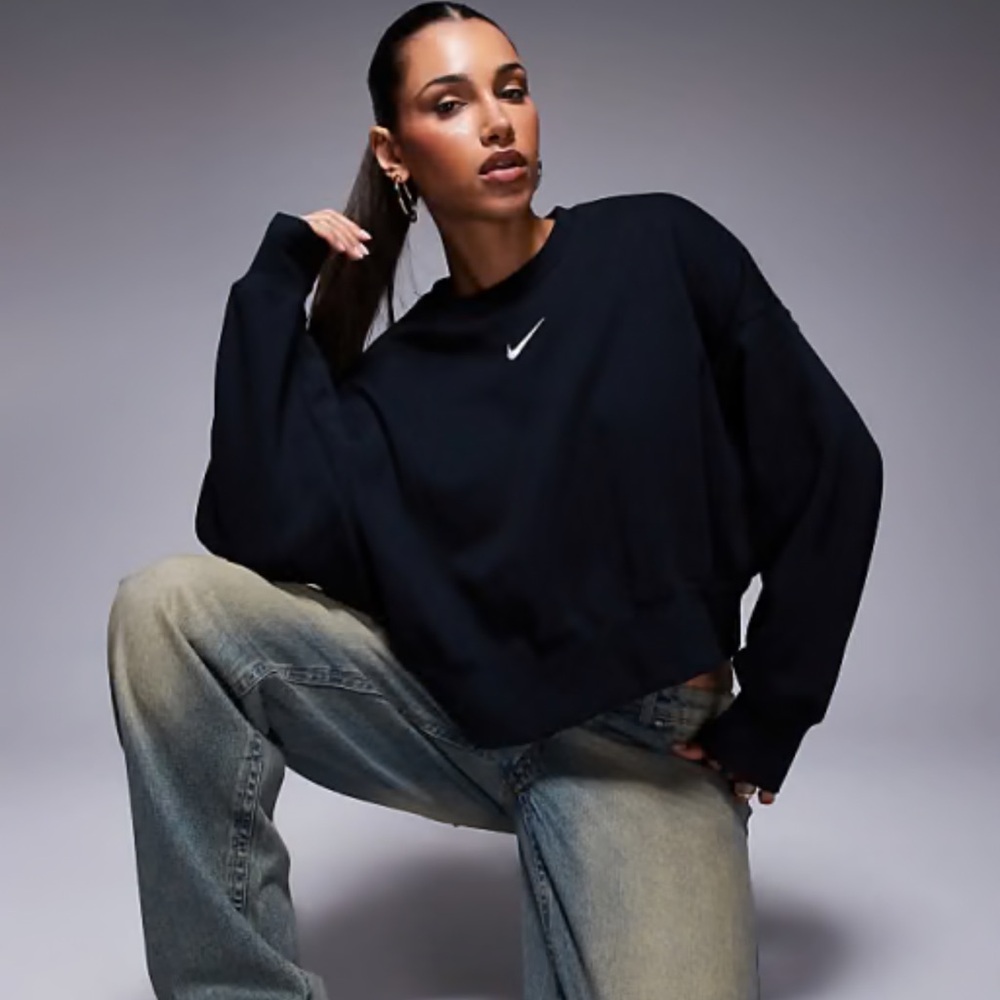 Nike Phoenix Fleece over-oversized sweatshirt in black Large